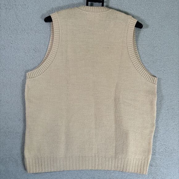 Vintage Sears Kings Road Sweater Vest Cable‎ Knit Tan Size Large Acrylic - Picture 8 of 11
